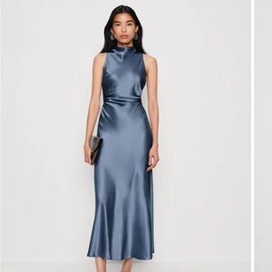 Reformation Cornflower Blue Casette Silk Midi Dress - Size 2 - Worn once
